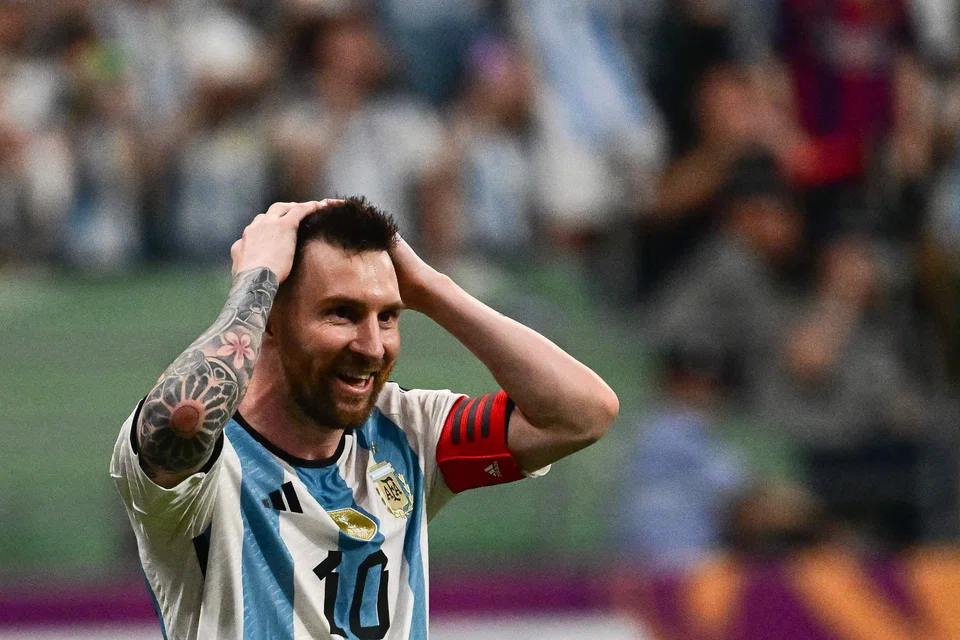 Argentina's Messi reacting during last week's friendly  match against Australia at the Workers' Stadium in Beijing. 