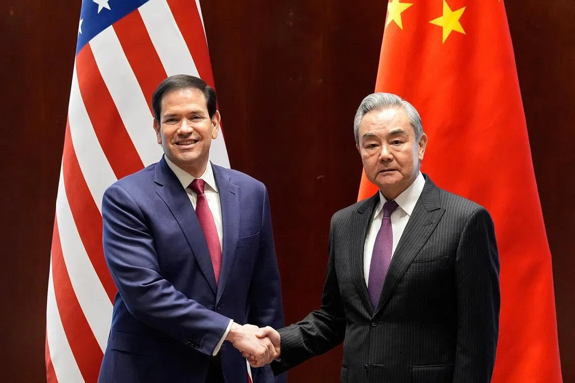 US Secretary of State Marco Rubio (left) met China’s Foreign Minister Wang Yi on the sidelines of the Munich Security Conference.