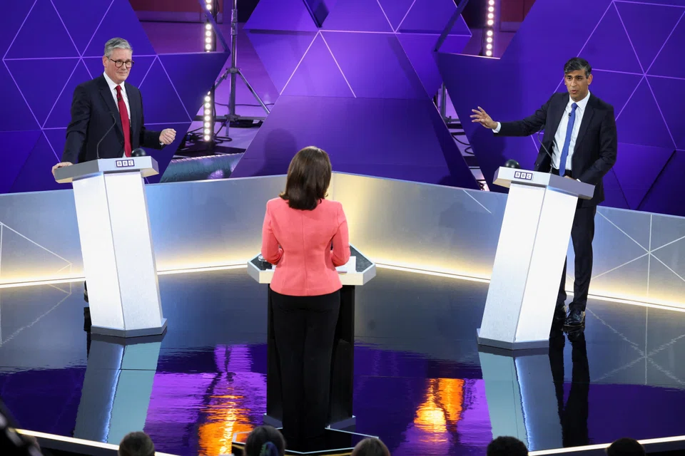 A YouGov survey finds that viewers of the final televised debate thought Prime Minister Rishi Sunak (right) was stronger on taxes and immigration, but that Labour leader Keir Starmer (left) was more likeable and trustworthy.