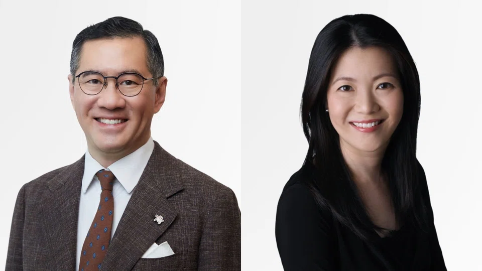 Chan San San (right) will take over the role of Prudential Singapore CEO from Dennis Tan (left). Tan remains as managing director of Prudential’s strategic business group with oversight for Singapore, Thailand and Vietnam.