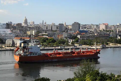 The Liberian-flagged oil-chemical tanker Ocean Mariner sails through Havana Bay as US-Cuba tensions rise after US President Donald Trump vowed to stop Venezuelan oil and money from reaching Cuba, Havana, Cuba, Jan 11, 2026. 