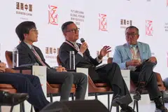Panellist Vikrom Kromadit (centre), chairman of Amata Corporation, observes that Chinese manufacturers have rapidly expanded their presence in the developer's  industrial spaces in recent years.