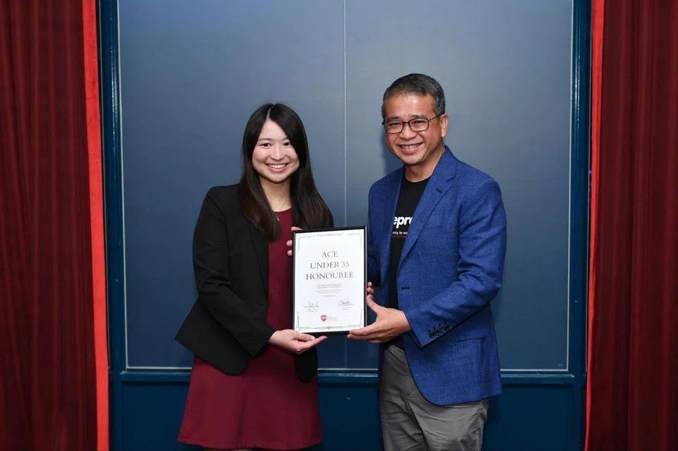 BT journalist Claudia Chong (above, with Edwin Tong, Minister for Culture, Community and Youth)   was among 10 recipients of awards from the Action Community for Entrepreneurship Youth Sub-Committee. Other members of the start-up ecosystem, including venture capitalists and startups, also won awards. 