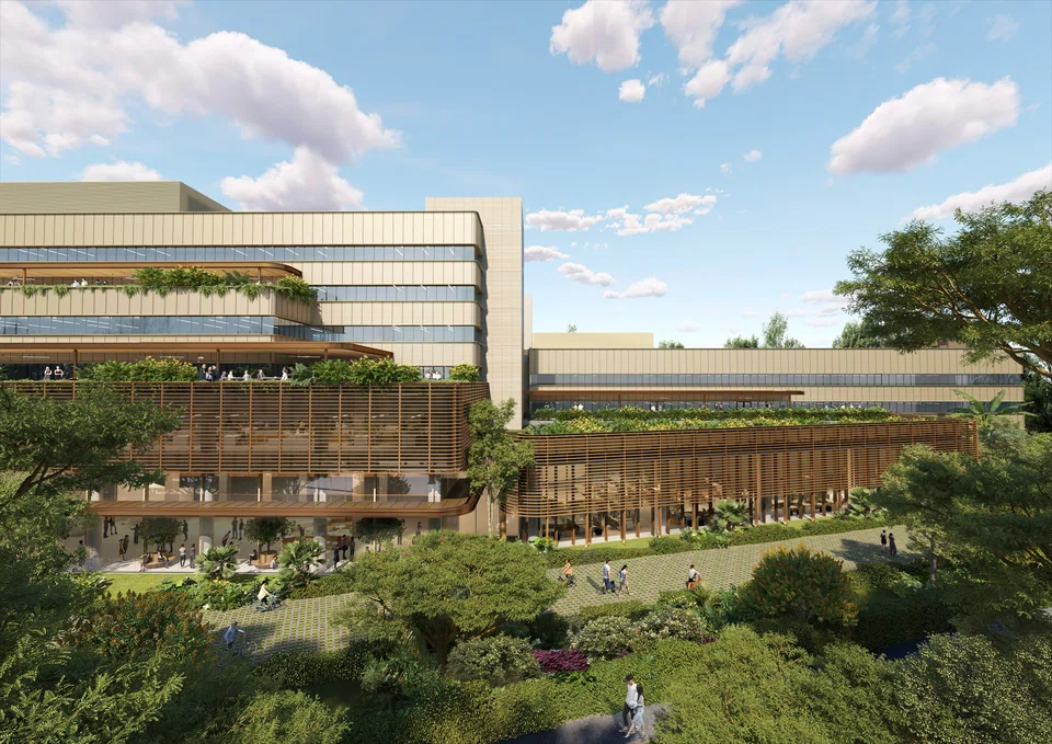 An artist's impression of Apple's upcoming expanded campus in Ang Mo Kio, which the tech giant says will provide “space for growth and new roles in artificial intelligence and other key functions”.