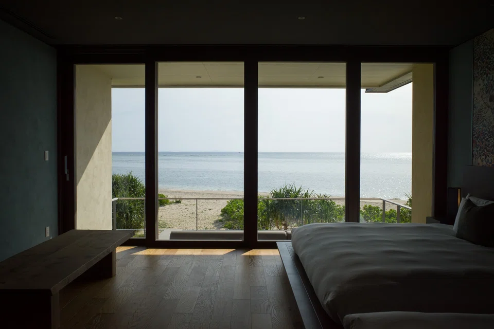 A guest room at the Hoshinoya Okinawa. 