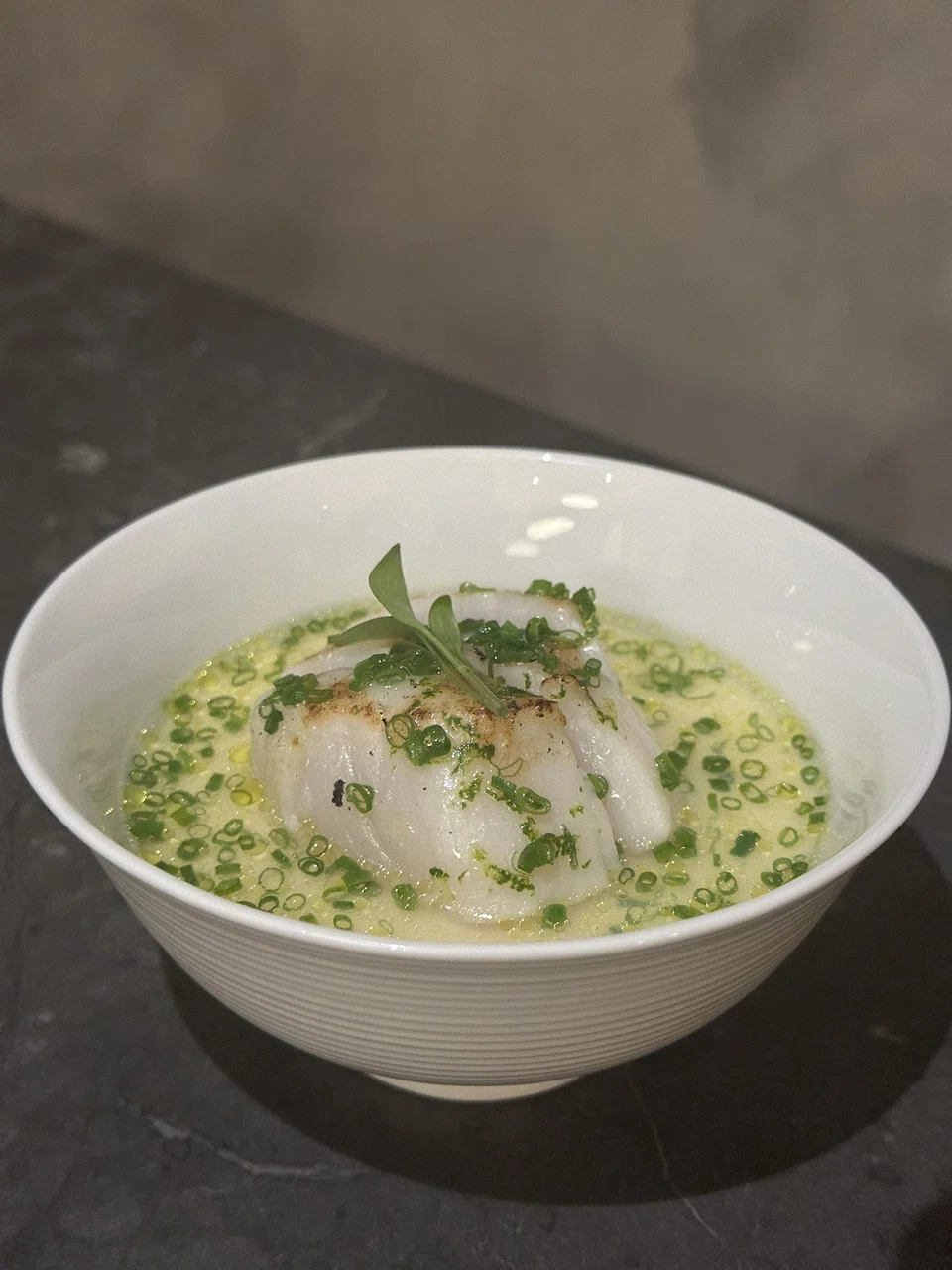 Steamed egg custard and scallop.