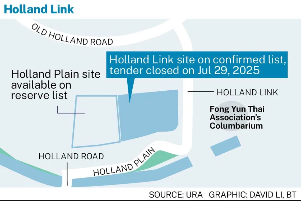 The 183,729 sq ft site in Holland Link was launched in December under the confirmed list of the second-half 2024 government land sales programme.