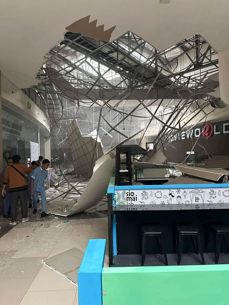 This handout photo obtained  from the facebook page of Shaira Ann Sandigan-Rodrigo, shows a damaged ceiling at a shopping mall in General Santos City in South Cotabato after a strong magnitude 6.7 earthquake shook the southern Philippines. 