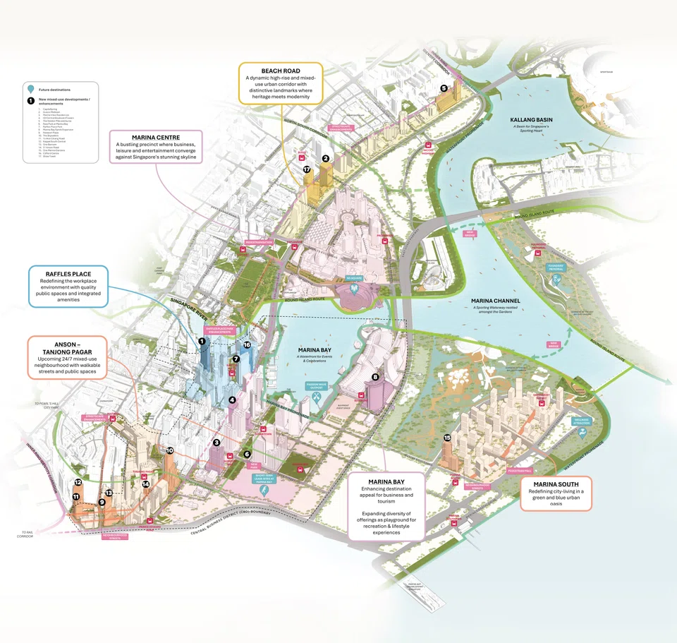 Plans for Marina Bay were first conceptualised as an extension of the Central Business District. 