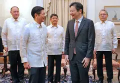 Philippine President Ferdinand Marcos Jr (second from left) meeting Singapore's Prime Minister Lawrence Wong at the Istana on May 31. Marcos Jr, accompanied by a high-level delegation, is in Singapore till Saturday. 