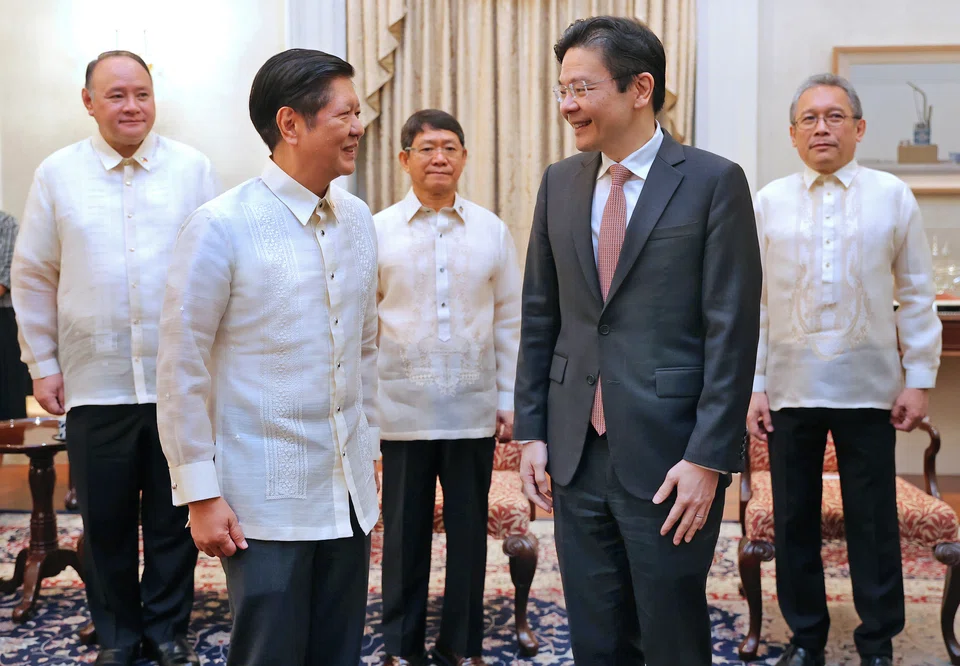 Philippine President Ferdinand Marcos Jr (second from left) meeting Singapore's Prime Minister Lawrence Wong at the Istana on May 31. Marcos Jr, accompanied by a high-level delegation, is in Singapore till Saturday. 
