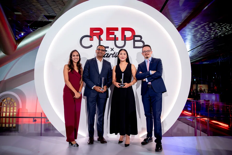 The four finalists of the Red Club x Cartier Young Leader Award 2024. From left  Aasawari Kane and Suraj Nandakumar from India; Didi Gan from Singapore; and Enrico Di Oto from Italy.