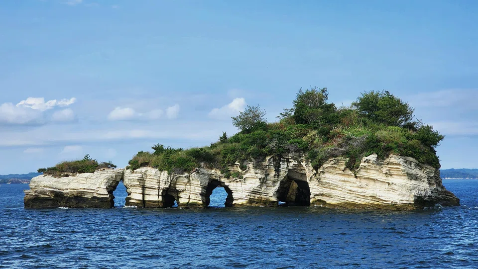 Kanejima, or Bell Island, in Matsushima Bay. Its arches were sculpted over time by wind and water.