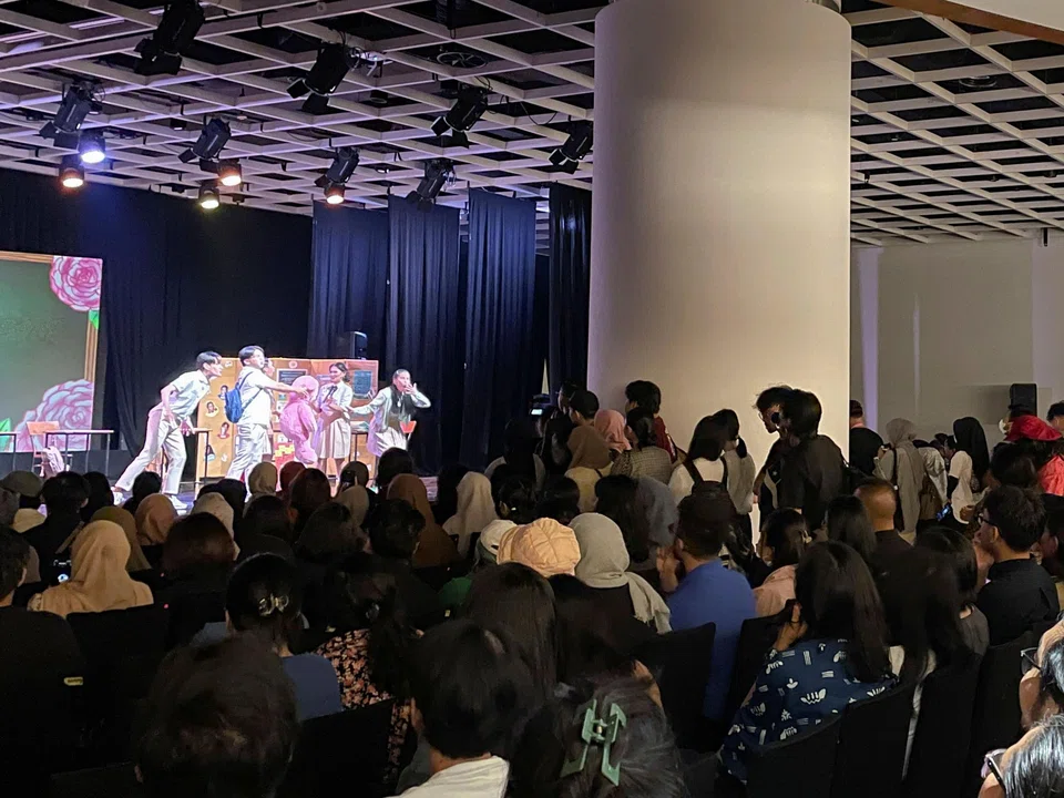 Members of theatre troupe Fantasi Tuli (Deaf Fantasy) performing the musical Senandung Senyap (Songs of Silence), which depicts the plight of students in a middle school for children with disabilities. 