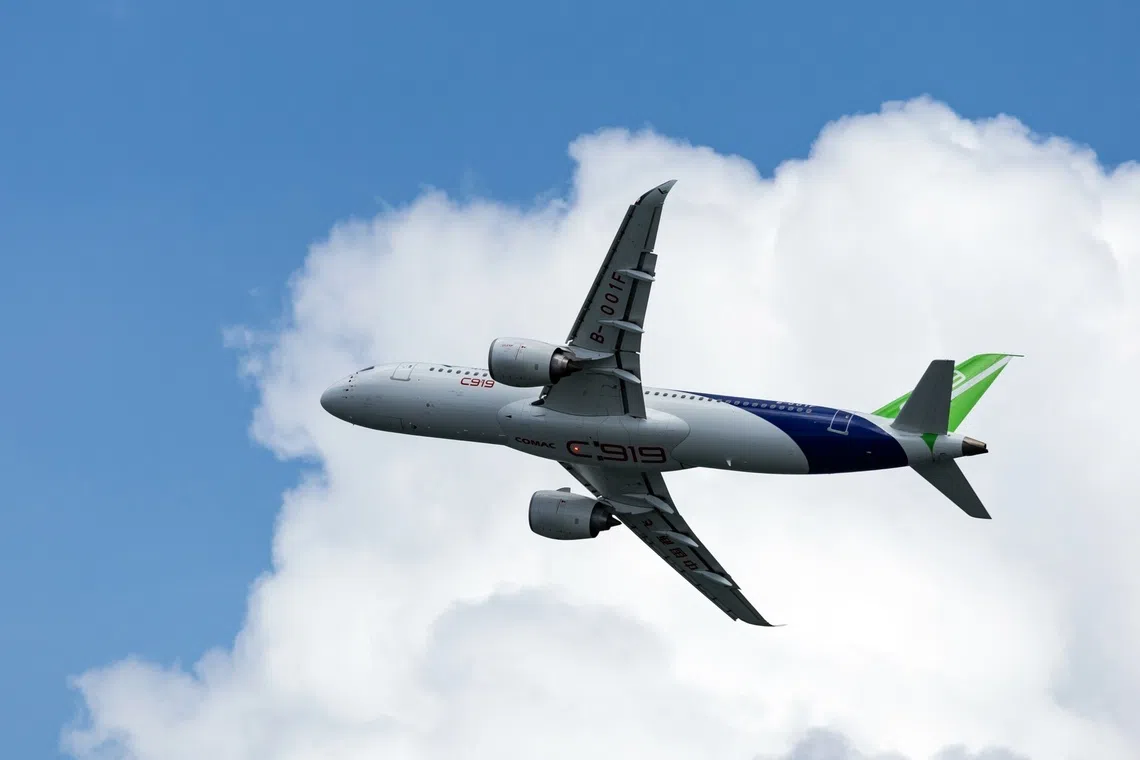 The C919 is meant to take on the Airbus A320neo and Boeing 737 Max. 