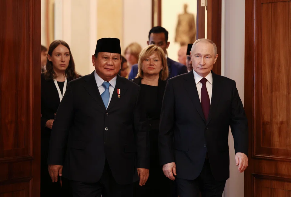 Indonesian President Prabowo Subianto and Russian President Vladimir Putin met at the Kremlin in Moscow on April 13.
