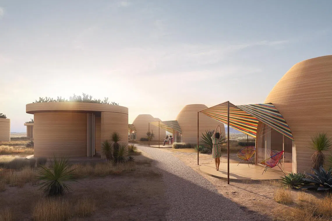 El Cosmico is building 43 new hotel units and 18 residential homes over 16 hectares – all with a 3D printer. 
