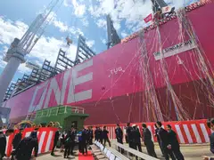 ONE Singapore is 336-metres long and has a capacity of 13,900 twenty-foot equivalent units.