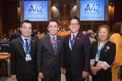 Singapore's delegation at ICAO. Left to right: Han Kok Juan, director-general of the Civil Aviation Authority of Singapore; Jeffrey Siow, acting minister for transport; Lau Peet Meng, permanent secretary, Ministry of Transport; and Eileen Poh, permanent representative of Singapore on the ICAO council.