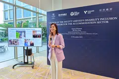 Beh Siew Kim, chief financial and sustainability officer, lodging, CapitaLand Investment, announces new commitments for Ascott that are structured around the playbook's five-pillar framework. 