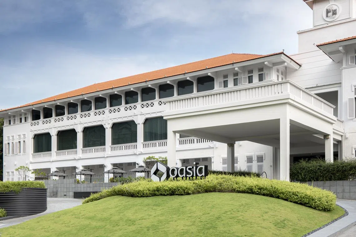 FEHT's assets include Oasia Resort Sentosa (pictured). Revenue was down 4.2% at S$51.6 million from S$53.8 million previously, mainly due to softer performance from the Singapore hotels and serviced residences. 