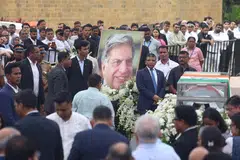 People paying tribute to India's business leader Ratan Tata, who died aged 86 in Mumbai, on Oct 9.