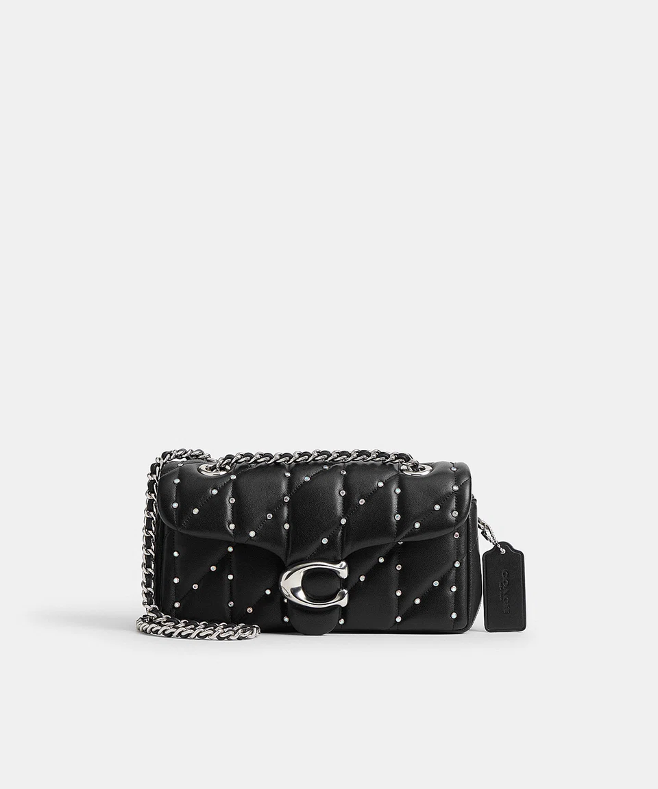 Coach Crystal Rivets Quilted Tabby Shoulder Bag.
