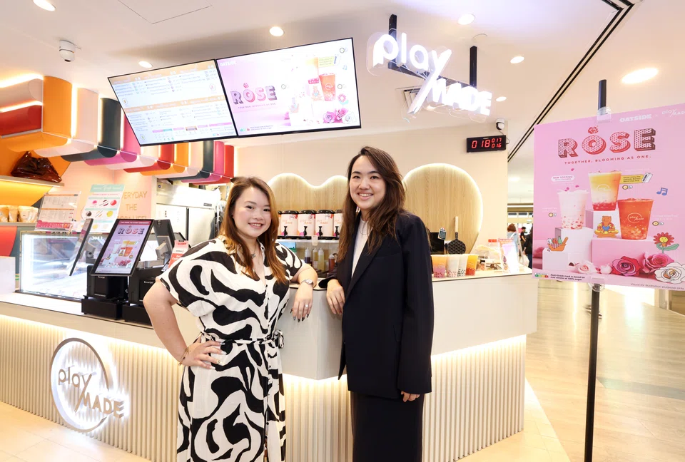 Crystal Wee (left) and Amanda Poo at Playmade's newest outlet in Novena. Eight new outlets have opened in Singapore in the past 12 months, bringing the total to 25.