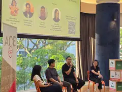 From left: Alicia Hong, CEO and co-founder of Digi-Up!, Nicholas Cheng, co-founder of Tracework.ai and VideoPulse, Kit Yong, founder of Forte Biotech and Vivien Shiao BT's young audience editor and the moderator of the panel discussion.