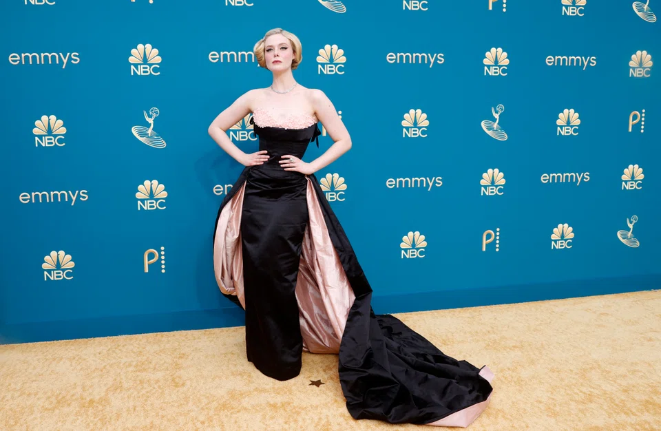 Elle Fanning arrives at the 74th Primetime Emmy Awards in Los Angeles, California, Sept 12, 2022. 