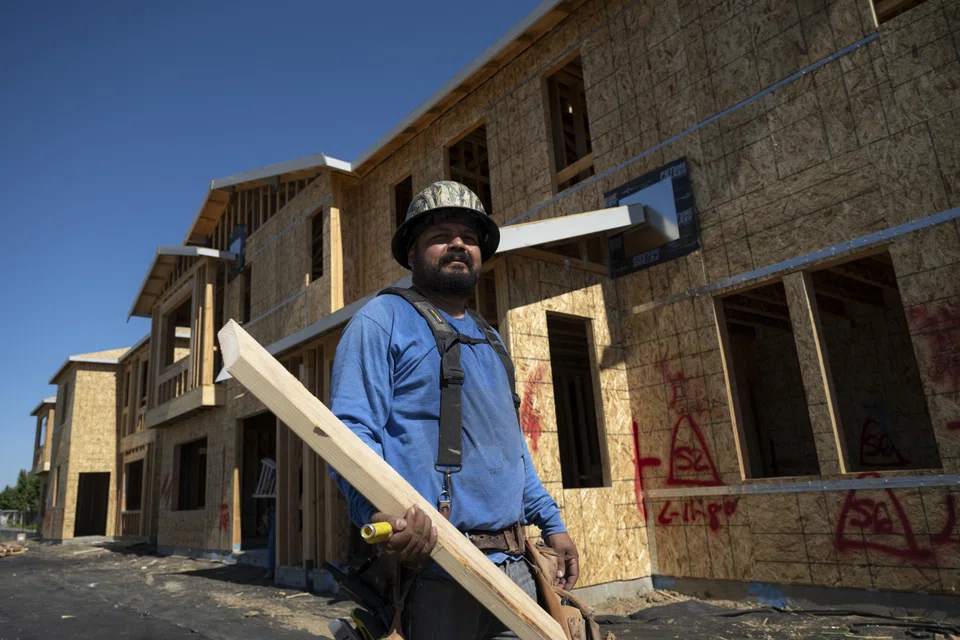 Alberto Tonic, who has shifted his hours earlier to avoid hot afternoons, at a residential construction site in Mountain House. One of the trade-offs to moving inland has been the oppressive heat waves.