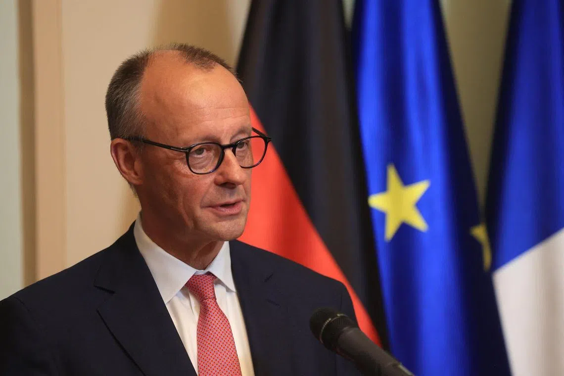 Germany's chancellor Friedrich Merz said he was particularly relieved for the country's car industry, which before Sunday’s accord was facing tariffs of 27.5 per cent.