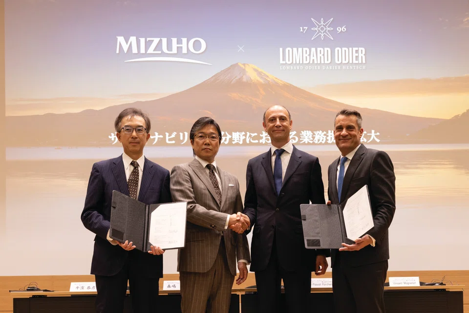 Lombard Odier's signing of sustainability alliance with Mizuho Financial Group.