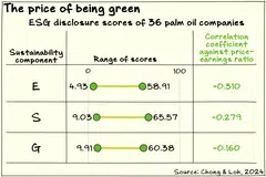 Increased ESG transparency is associated with lower price-to-earnings ratios for palm oil companies, National University of Singapore researchers have found.