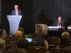 (From left) International Emissions Trading Association president and CEO Dirk Forrister and Benedict Chia, director-general for climate change at the National Climate Change Secretariat of Singapore, pictured at the launch event for Climate Action Data Trust.