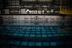 A nuclear spent fuel pool at the Orano la Hague reprocessing plant in France. In the European Union, heavy lobbying from France helped get nuclear into the bloc’s so-called green taxonomy in 2022. 