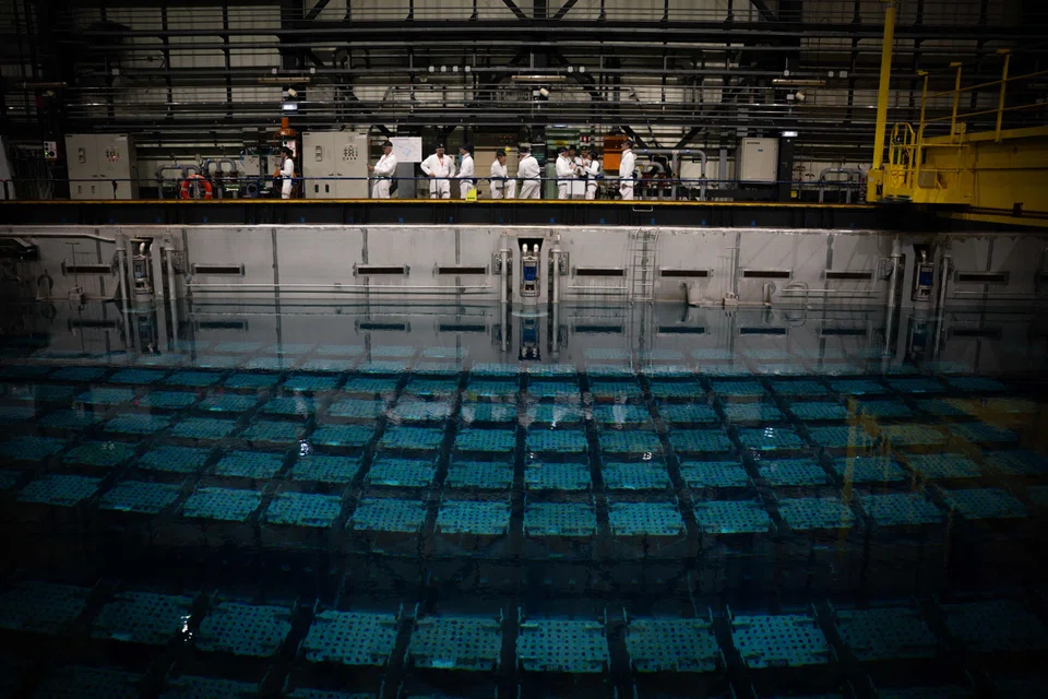 A nuclear spent fuel pool at the Orano la Hague reprocessing plant in France. In the European Union, heavy lobbying from France helped get nuclear into the bloc’s so-called green taxonomy in 2022. 