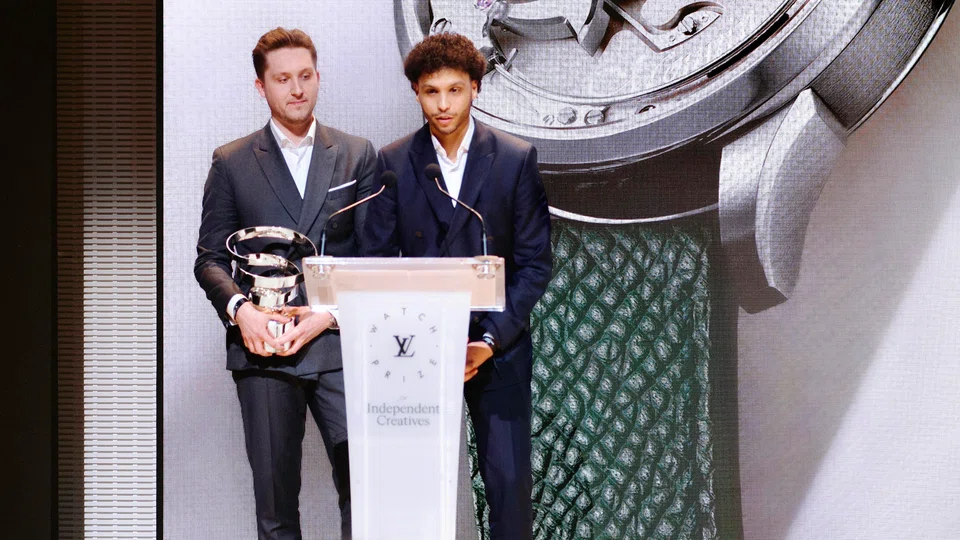 Alexandre Hazemann (left) and Victor Monnin beat watchmakers from Switzerland, China and Japan to clinch the Louis Vuitton Watch Prize For Independent Creatives.