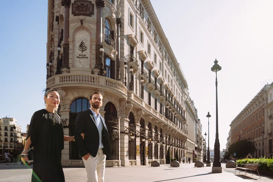 The Four Seasons Madrid is housed in the refurbished El Palacio de la Equitativa, a former bank.