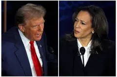 Republicans say they are bringing the suits in the name of “election integrity”, with Trump (left) alleging that the only way Harris can win is if Democrats “cheat”.