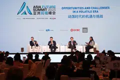 From left: Jeff Johnson, managing director of Asean in Amazon Web Services; Ye Gang, chief operating officer and co-founder, Sea; Tan Teck Long, deputy chief executive, OCBC; and Anita Gabriel, deputy news editor, BT, who moderated the session.