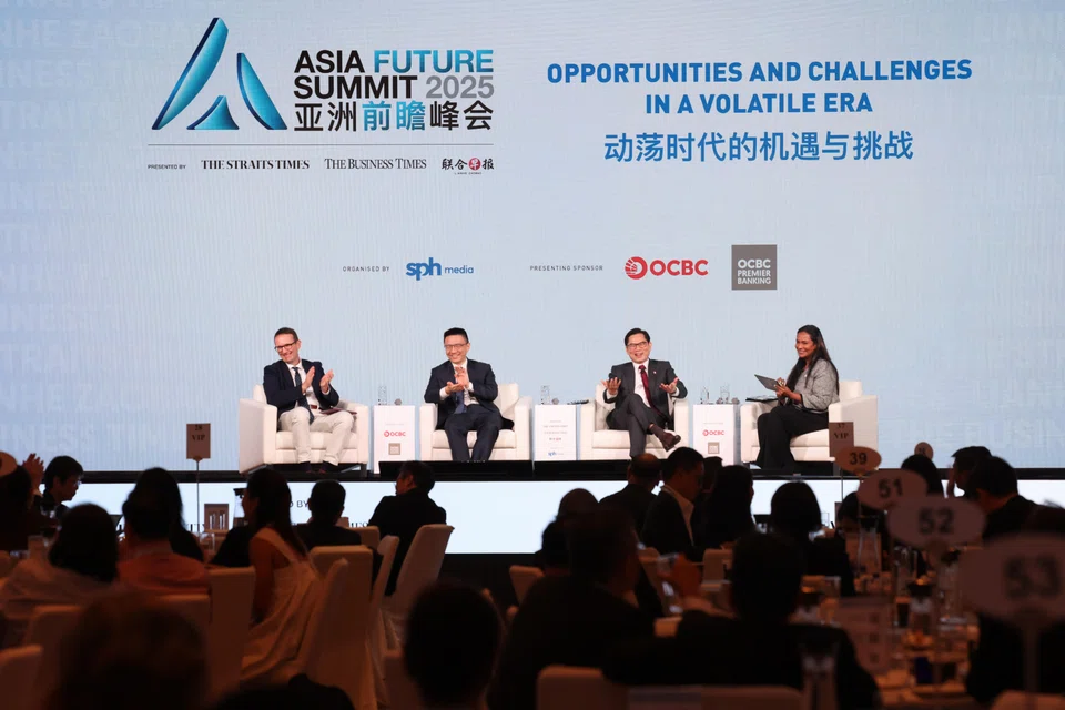 From left: Jeff Johnson, managing director of Asean in Amazon Web Services; Ye Gang, chief operating officer and co-founder, Sea; Tan Teck Long, deputy chief executive, OCBC; and Anita Gabriel, deputy news editor, BT, who moderated the session.