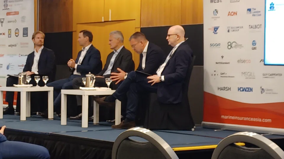 Rolf Thore Roppestad (second from left), CEO of Gard, spoke of an increasing risk environment as crews are under pressure for being trapped in the Middle East at the Marine Insurance Asia conference.