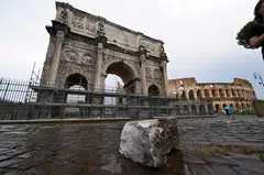 The triumphal arch was built in the 4th century AD to celebrate the victory of Constantine over his rival, Maxentius.