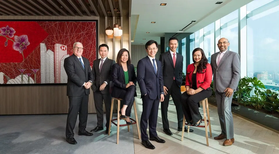 Tommy Leung (Head of Global Private Banking, South Asia) pictured in centre, with Chris Harwood (Global Market Manager, ASEAN, Australia and Japan), Eng Chien Chan (Market Head Taiwan and Co-Head Offshore China), Mary Chan (Head of Wealth Planning, Southeast Asia), Michael Chng (Head of Investment Counselling, Southeast Asia), Sharnika Silva (Head of Trust and Fiduciary Services, Southeast Asia) and Gautam Anand (Global Coordinator for Global India, MENA and Europe).