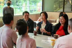 From left: Co-chairs of the tripartite workgroup Edwin Ng of SNEF; Minister of State for Manpower Gan Siow Huang; and Yeo Wan Ling of NTUC.