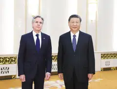 Chinese President Xi Jinping meets with US Secretary of State Antony Blinken at the Great Hall of the People in China on Apr 26. 