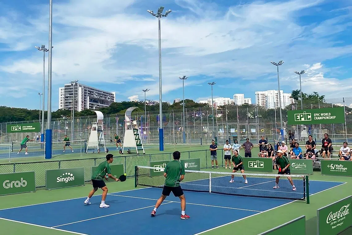 This is an AI-generated image of what the Epic World Championship at the Kallang Tennis Hub could look like when the event takes place from April 30 to May 3.
