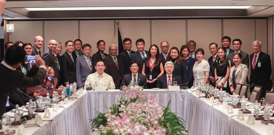 Members of PhilCham Singapore and other business leaders meet with Philippine President Ferdinand Marcos Jr (centre, seated) during his state visit to Singapore.