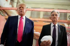 US President Donald Trump (left) said he would fire Fed chief Jerome Powell if he did not resign from the Fed after his term as chair ended.
